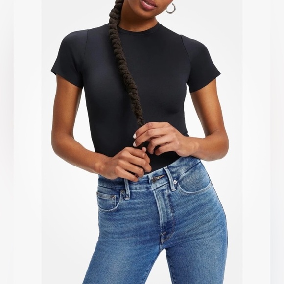 Good American Scuba Tee Bodysuit Black Bodycon Size Medium - Picture 2 of 5